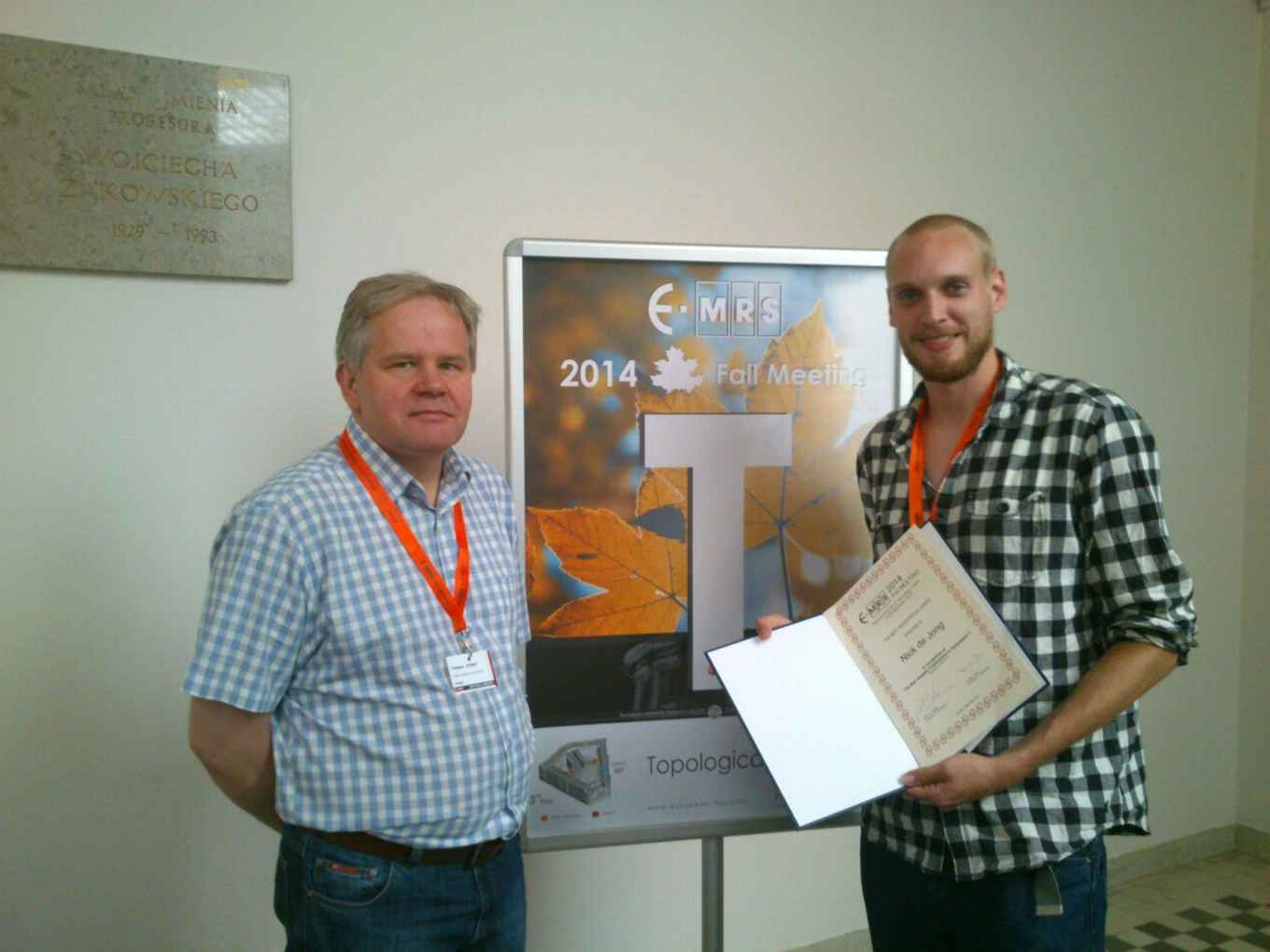 Nick de Jong best oral presentation E-MRS Warsaw 2014
